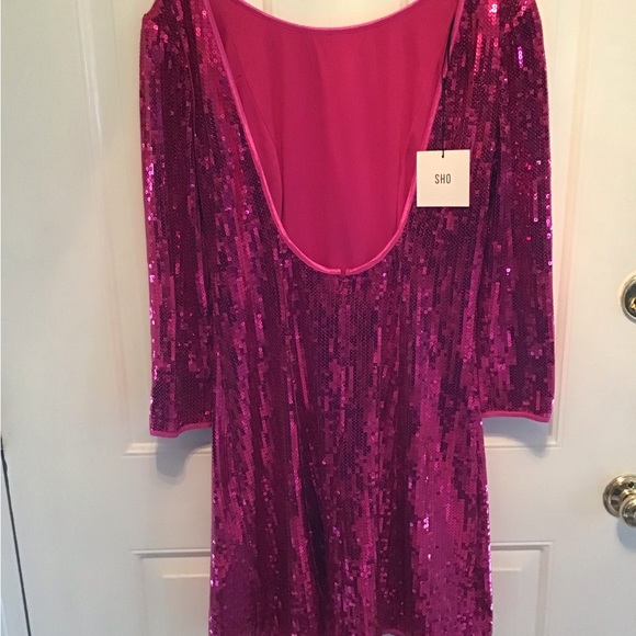 NWT tadashi Shoji pink sequin dress with low back XL - Picture 3 of 7